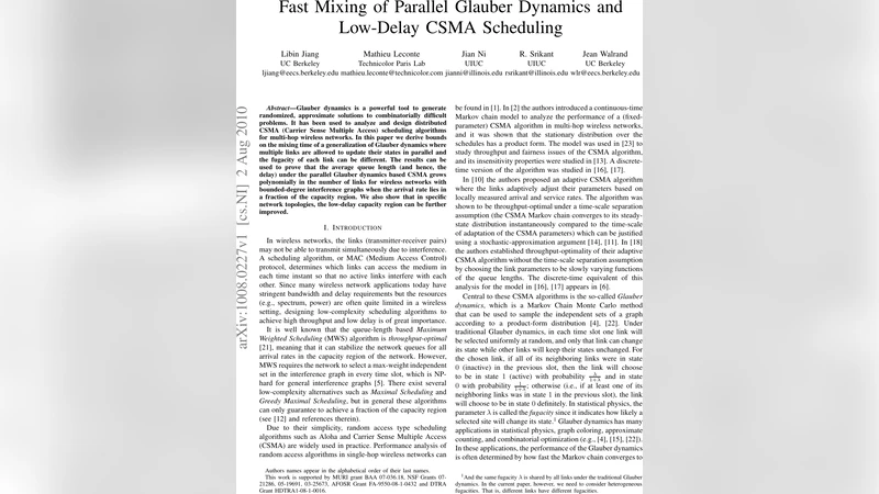 Fast Mixing of Parallel Glauber Dynamics and Low-Delay CSMA Scheduling