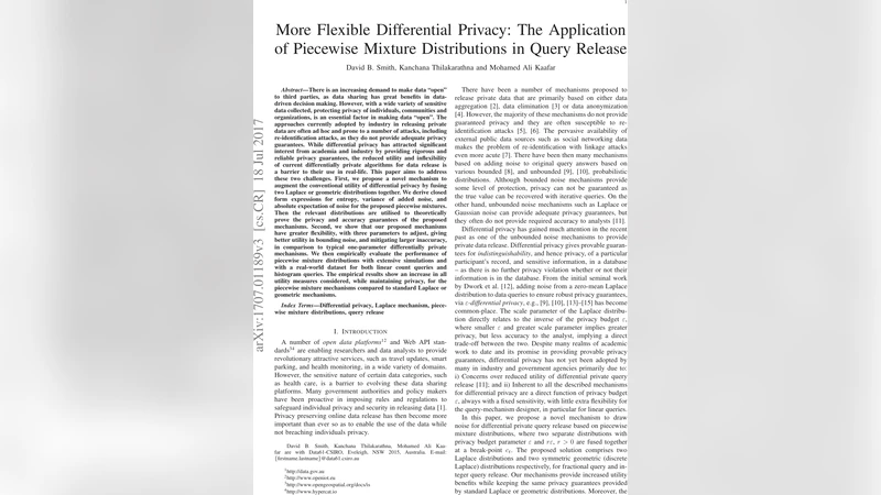 More Flexible Differential Privacy: The Application of Piecewise Mixture   Distributions in Query Release