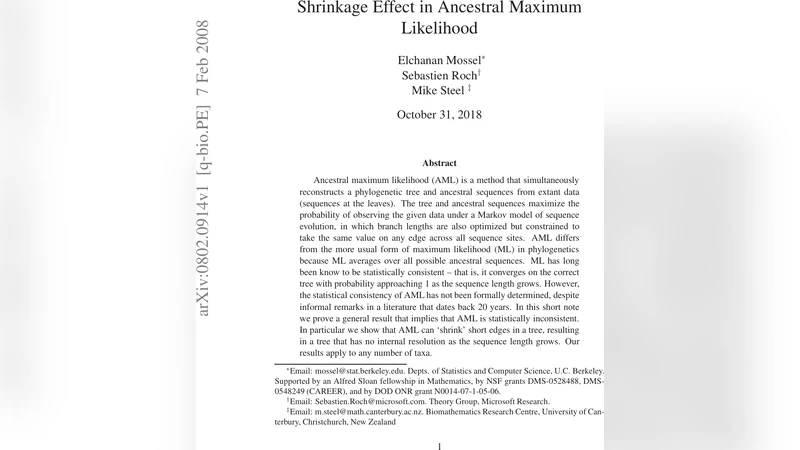 Shrinkage Effect in Ancestral Maximum Likelihood