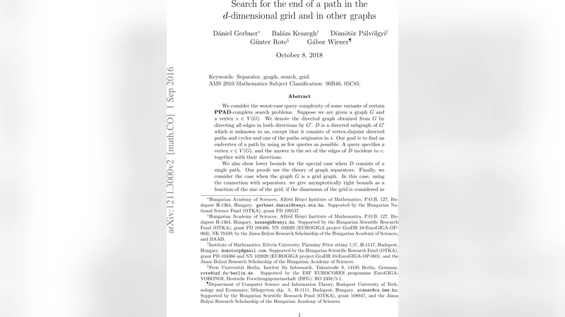 Search for the end of a path in the d-dimensional grid and in other   graphs