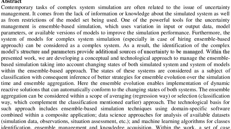On Classification Issues within Ensemble-Based Complex System Simulation   Tasks