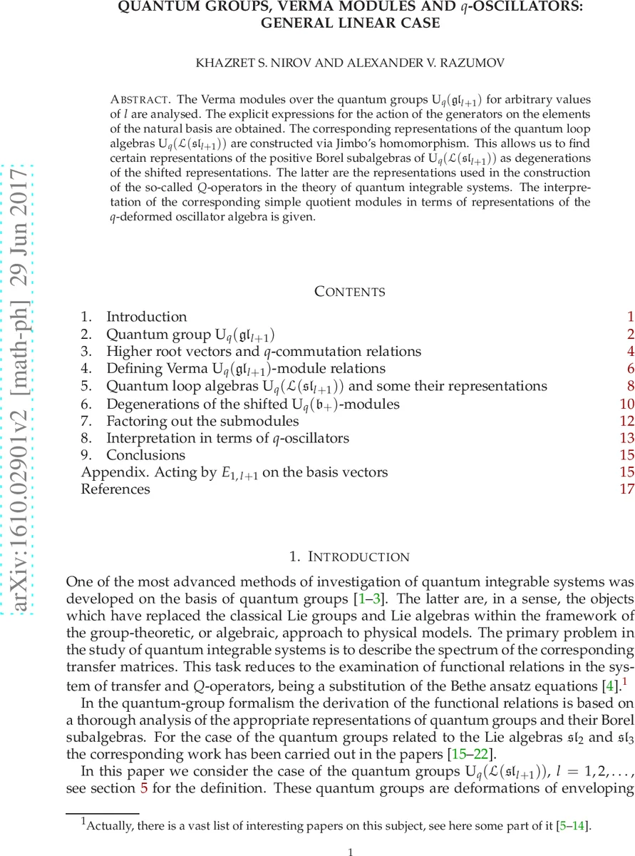 Quantum groups, Verma modules and $q$-oscillators: General linear case