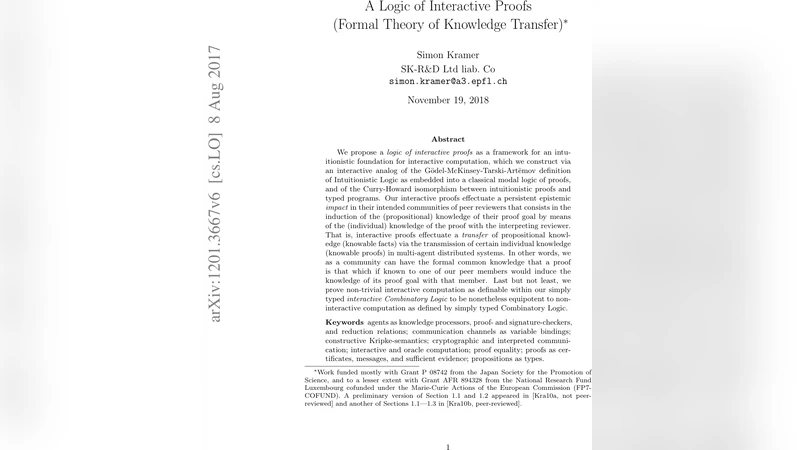 A Logic of Interactive Proofs (Formal Theory of Knowledge Transfer)