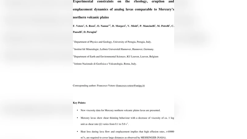 Experimental constraints on the rheology, eruption and emplacement   dynamics of analog lavas comparable to Mercurys northern volcanic plains