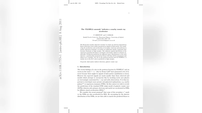 The PAMELA anomaly indicates a nearby cosmic ray accelerator