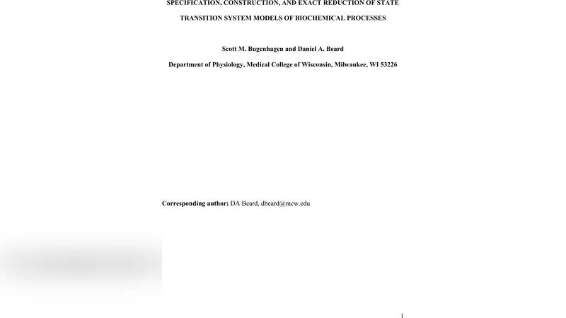 Specification, Construction, and Exact Reduction of State Transition   System Models of Biochemical Processes