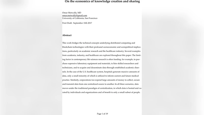 On the economics of knowledge creation and sharing