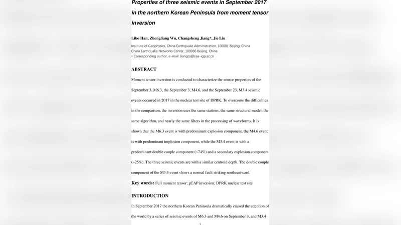 Properties of three seismic events in September 2017 in the northern   Korean Peninsula from moment tensor inversion