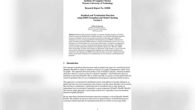 Deadlock and Termination Detection using IMDS Formalism and Model   Checking. Version 2
