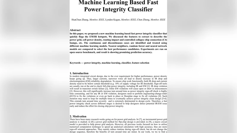 Machine Learning Based Fast Power Integrity Classifier