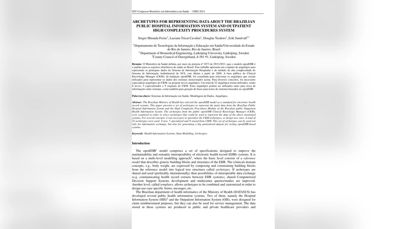 Archetypes for Representing Data about the Brazilian Public Hospital   Information System and Outpatient High Complexity Procedures System