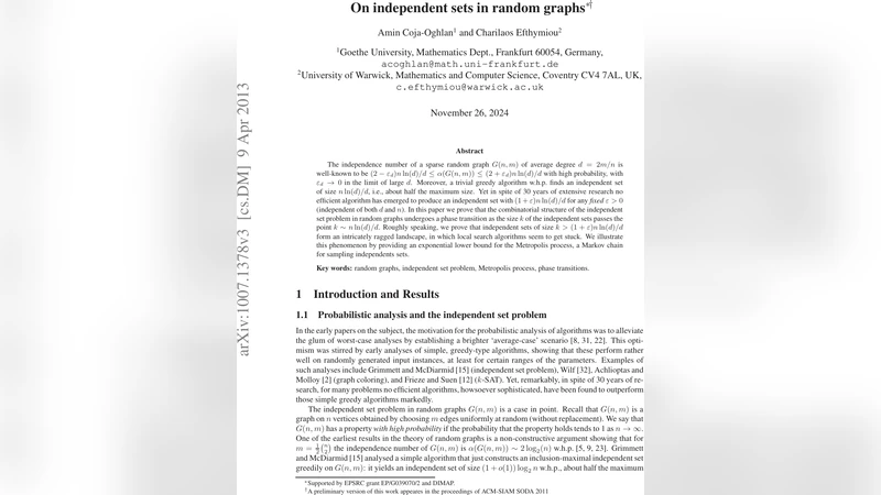 On independent sets in random graphs