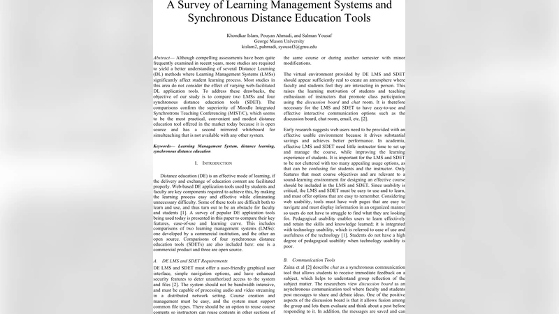 A Survey of Learning Management Systems and Synchronous Distance   Education Tools