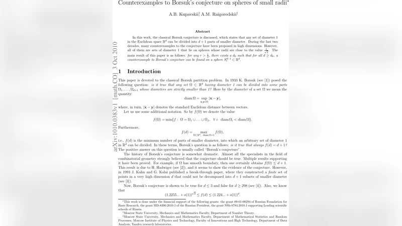 Counterexamples to Borsuks conjecture on spheres of small radii