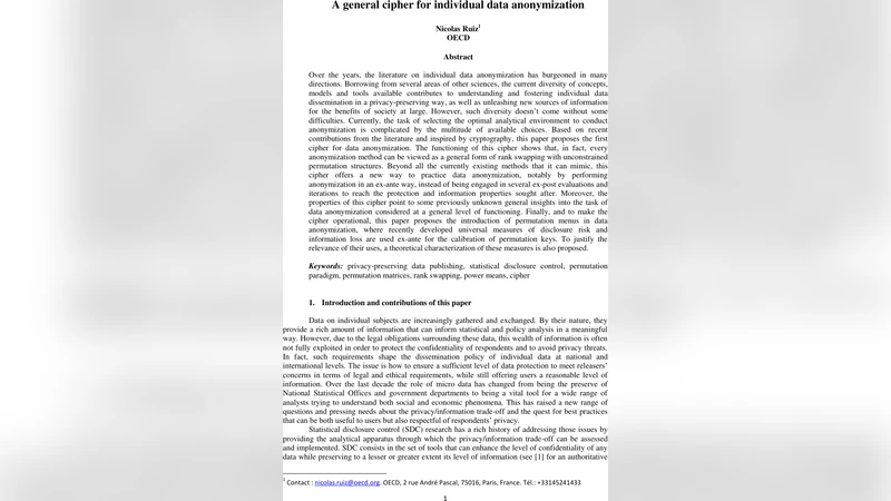 A general cipher for individual data anonymization