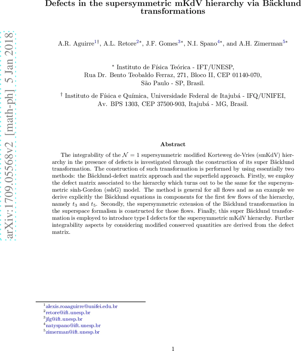 Defects in the supersymmetric mKdV hierarchy via Backlund   transformations