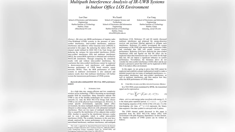 Multipath interference analysis of IR-UWB systems in indoor office LOS   environment