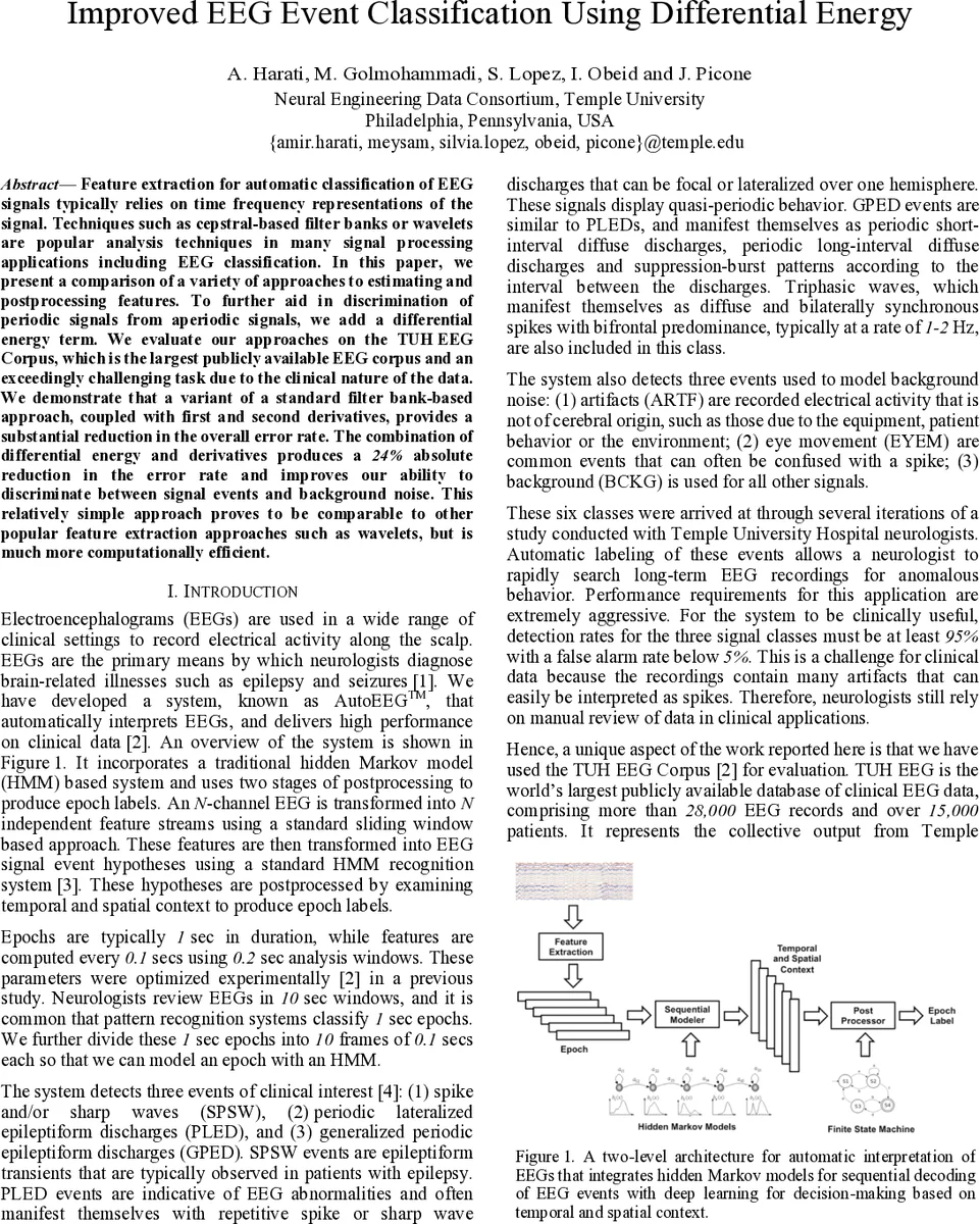 Improved EEG Event Classification Using Differential Energy