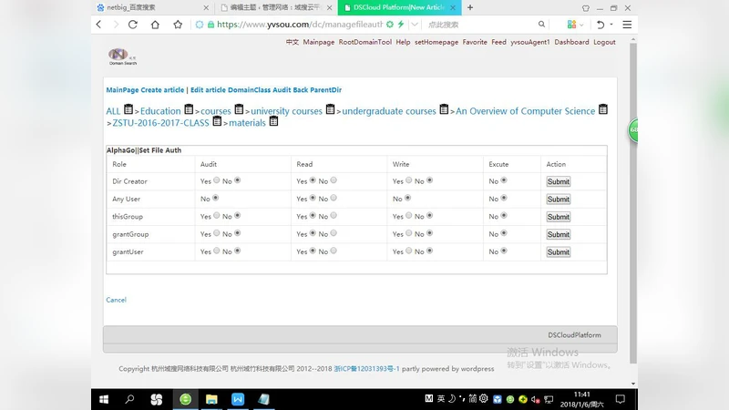 Authorization Policies and Co-Operating Strategies of DSCloud Platform