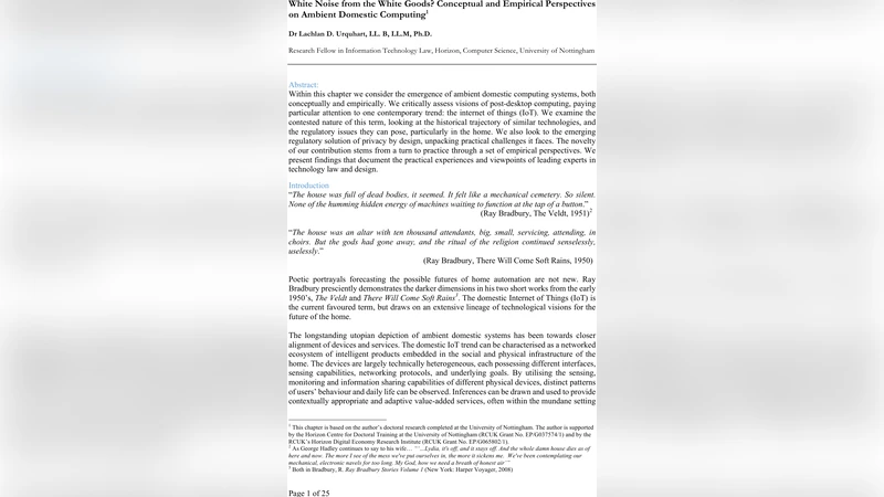 White Noise from the White Goods? Conceptual and Empirical Perspectives   on Ambient Domestic Computing