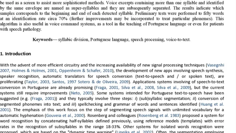 Implementation of an Automatic Syllabic Division Algorithm from Speech   Files in Portuguese Language
