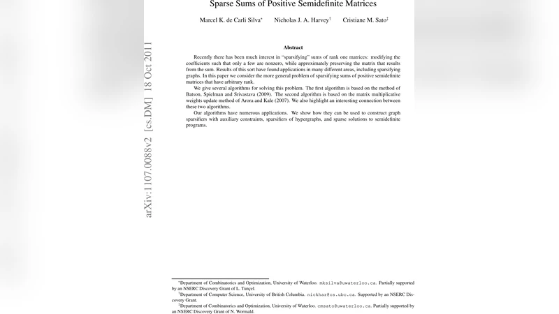 Sparse Sums of Positive Semidefinite Matrices