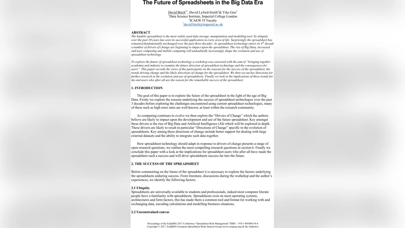 The Future of Spreadsheets in the Big Data Era