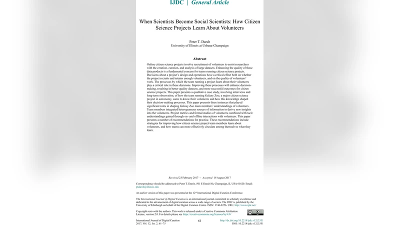 When Scientists Become Social Scientists: How Citizen Science Projects   Learn About Volunteers