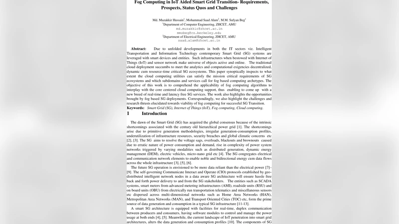 Fog Computing in IoT Aided Smart Grid Transition- Requirements,   Prospects, Status Quos and Challenges