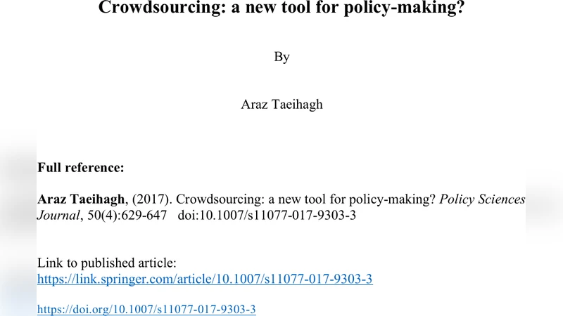 Crowdsourcing: a new tool for policy-making?