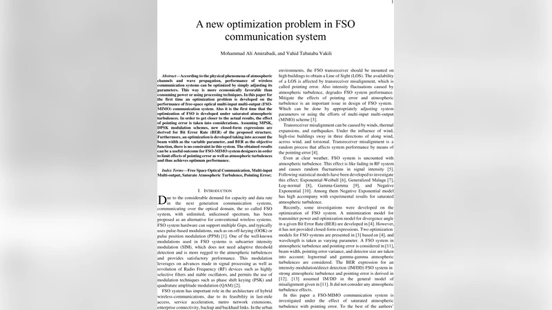 A new optimization problem in FSO communication system
