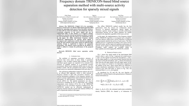 Frequency domain TRINICON-based blind source separation method with   multi-source activity detection for sparsely mixed signals