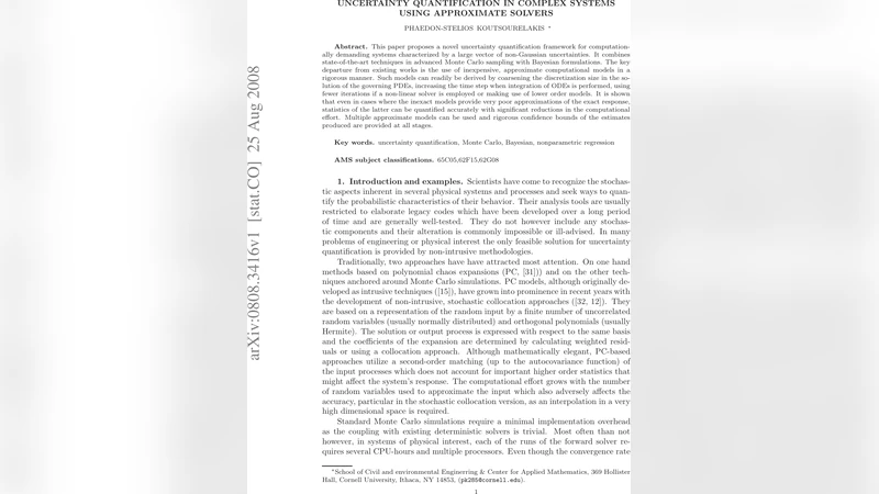 Uncertainty quantification in complex systems using approximate solvers