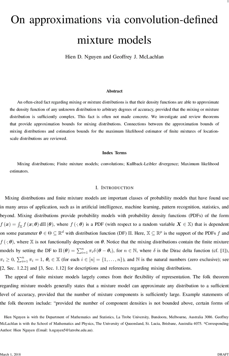 On approximations via convolution-defined mixture models