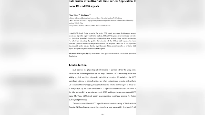 Data fusion of multivariate time series: Application to noisy 12-lead   ECG signals