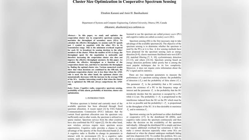 Cluster Size Optimization in Cooperative Spectrum Sensing