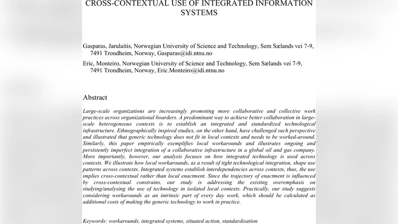 Cross-contextual use of integrated information systems