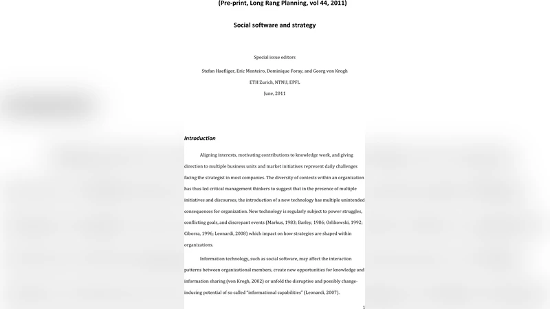 Social software and strategy