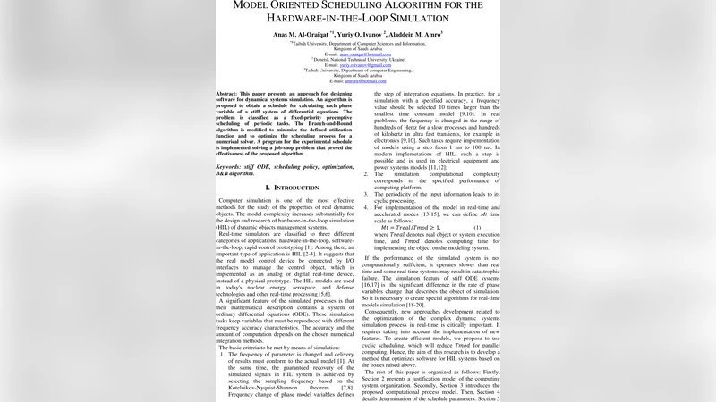 Model Oriented Scheduling Algorithm for The Hardware-In-The-Loop   Simulation
