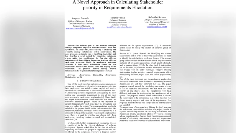 A Novel Approach in Calculating Stakeholder priority in Requirements   Elicitation
