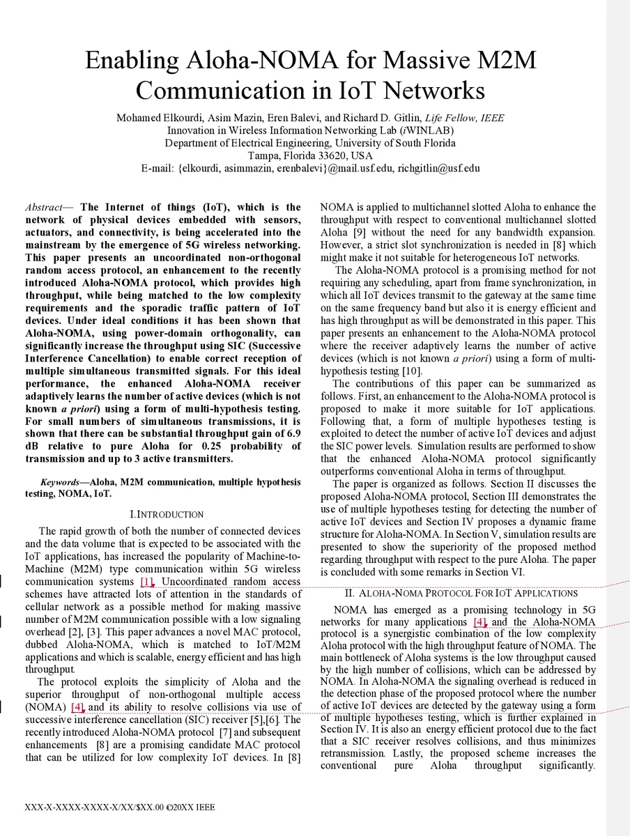 Enabling Aloha-NOMA for Massive M2M Communication in IoT Networks