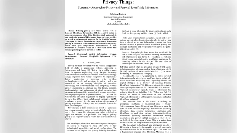Privacy Things: Systematic Approach to Privacy and Personal Identifiable   Information