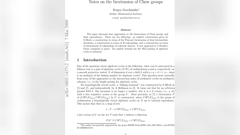 Notes on the biextension of Chow groups