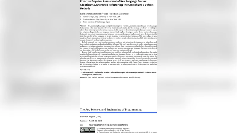 Proactive Empirical Assessment of New Language Feature Adoption via   Automated Refactoring: The Case of Java 8 Default Methods
