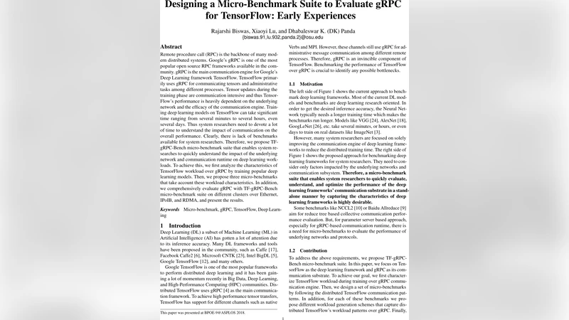 Designing a Micro-Benchmark Suite to Evaluate gRPC for TensorFlow: Early   Experiences