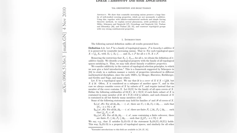 Linear $sigma$-additivity and some applications