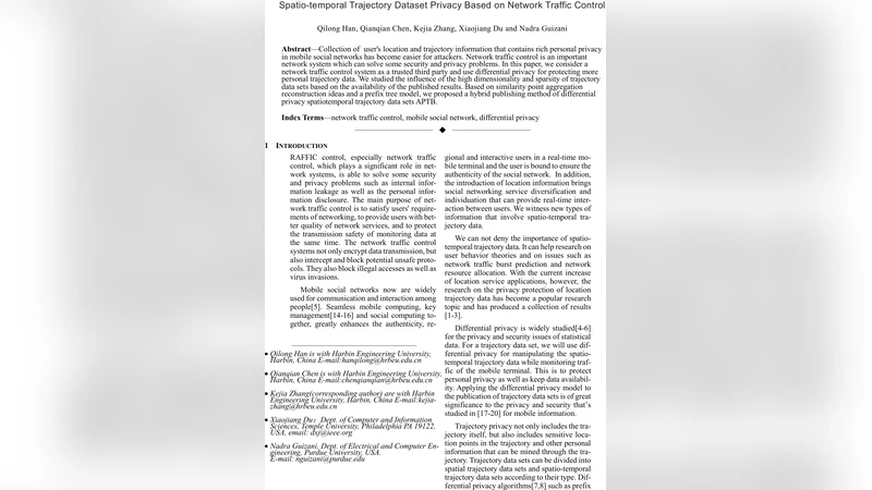 Spatio-temporal Trajectory Dataset Privacy Based on Network Traffic   Control