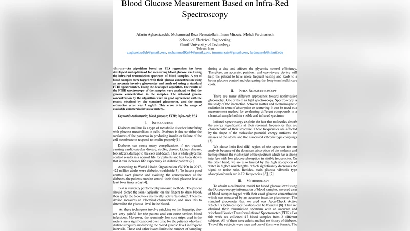 Blood Glucose Measurement Based on Infra-Red Spectroscopy