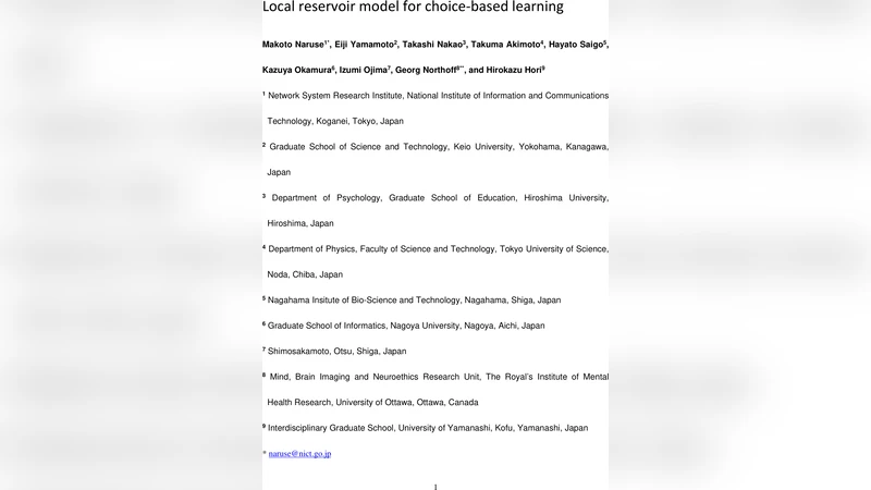 Local reservoir model for choice-based learning