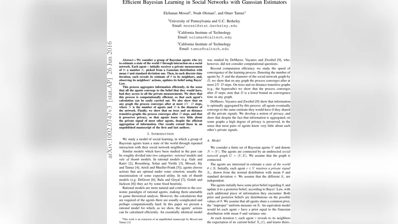 Efficient Bayesian Learning in Social Networks with Gaussian Estimators